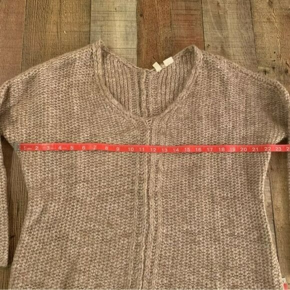 Moth womens cream and tan wool knit long sleeve v-neck sweater -S - Picture 5 of 10